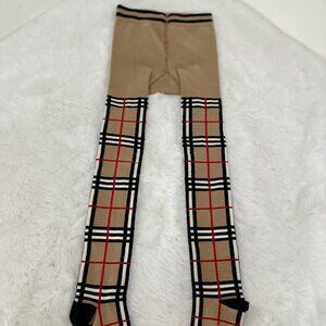 Girls Beige Plaid Tights / Leggings